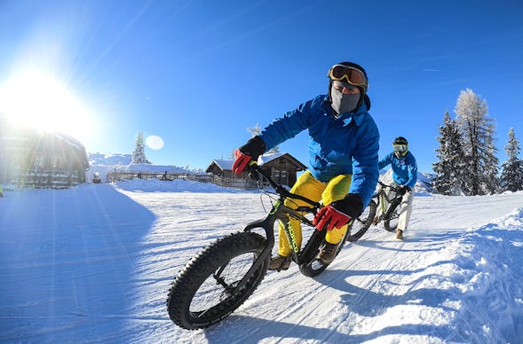 Fatbike-Downhill auf Schnee am Hochwurzen